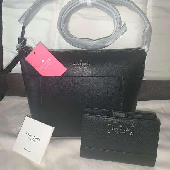 kate spade Handbags - NEW KATE SPADE BLACK LARGE CROSSBODY W/ WALLET